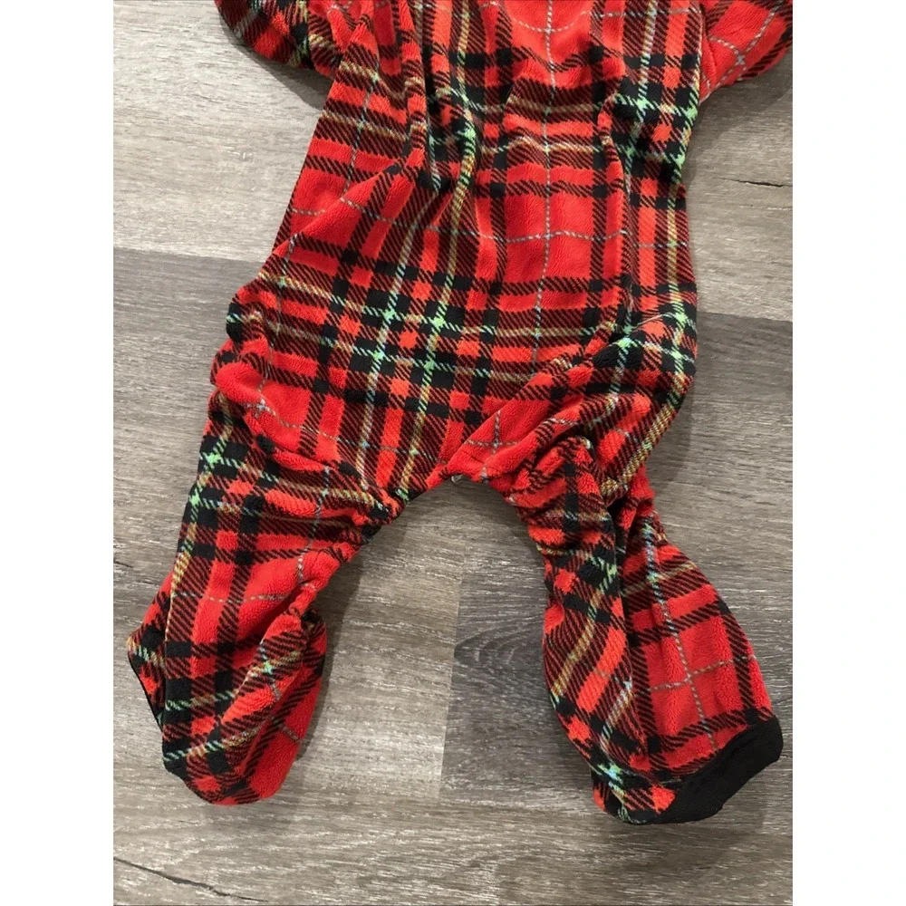 Size Medium Fleece‎ Christmas Pet Pajamas Red Plaid NWOT Holiday Pet Wear